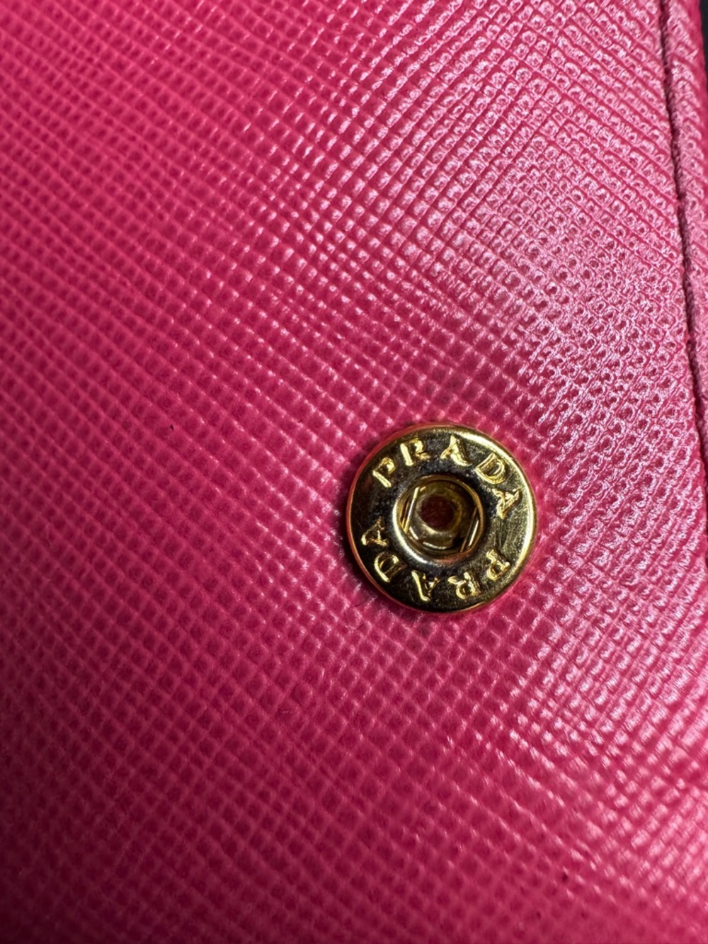 Prada Pink Saffiano Fiocco Continental Bow with Gold Logo Wallet - Picture 15 of 16